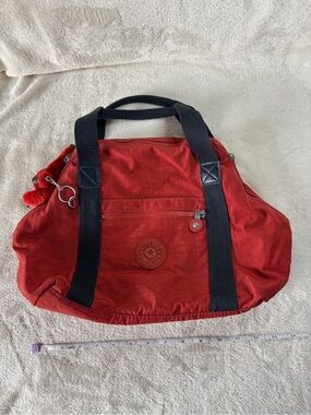 Kipling Brick Orange Nylon Shoulder/Handbag with Iconic Monkey Keychain